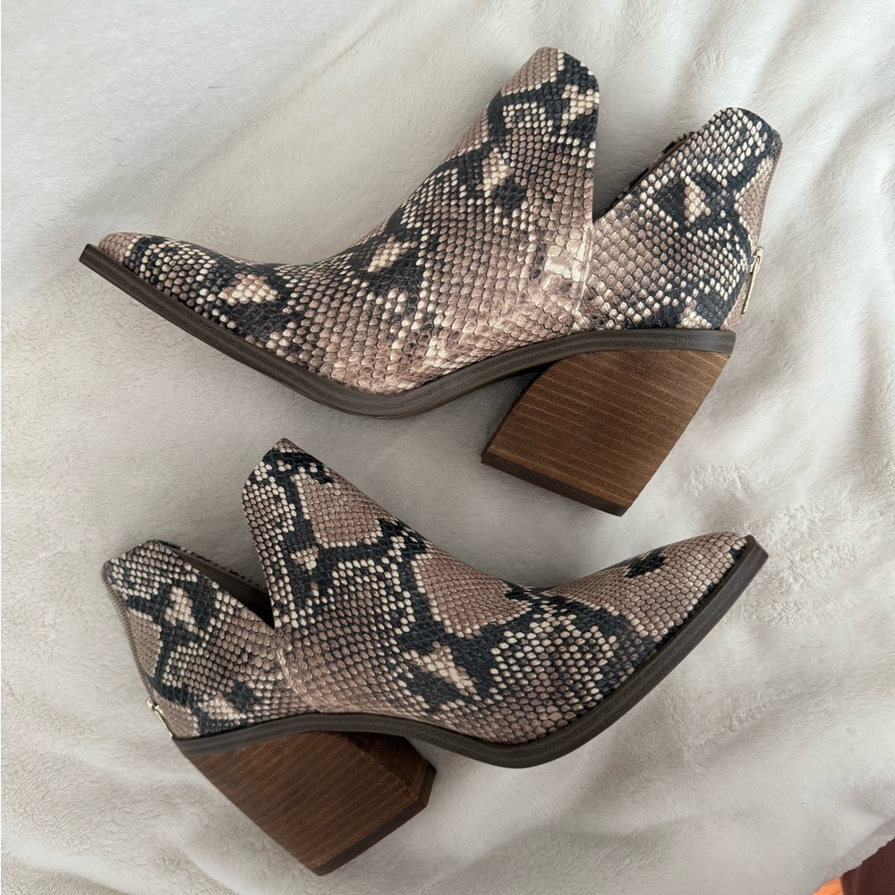 Vince Camuto Brown and Black Ankle Booties with Chunky Heel